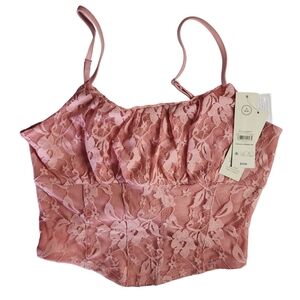 Pink Lace Corset Top Bustier Cami Y2K Coquette Vibes NWT Small